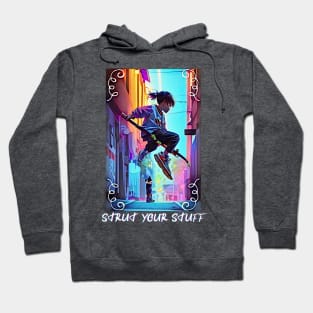 Strut Your Stuff (Action anime boy jumping a stick) Hoodie